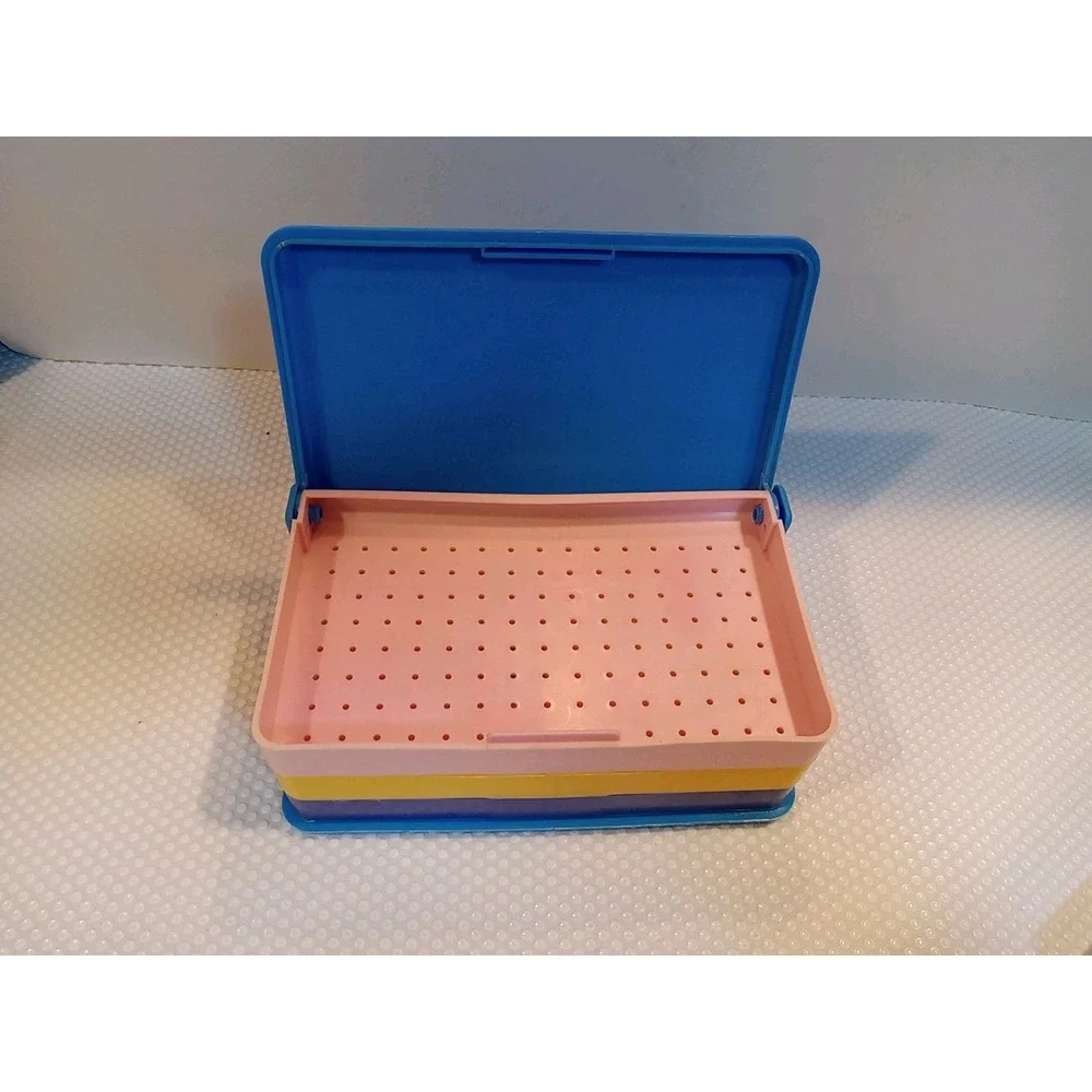 Vintage Emson 1988 Plastic Jewelry Keeper Compartment‎ Colorful Storage Box